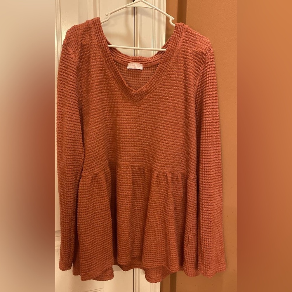 Pink Lily waffle sweater 2XL